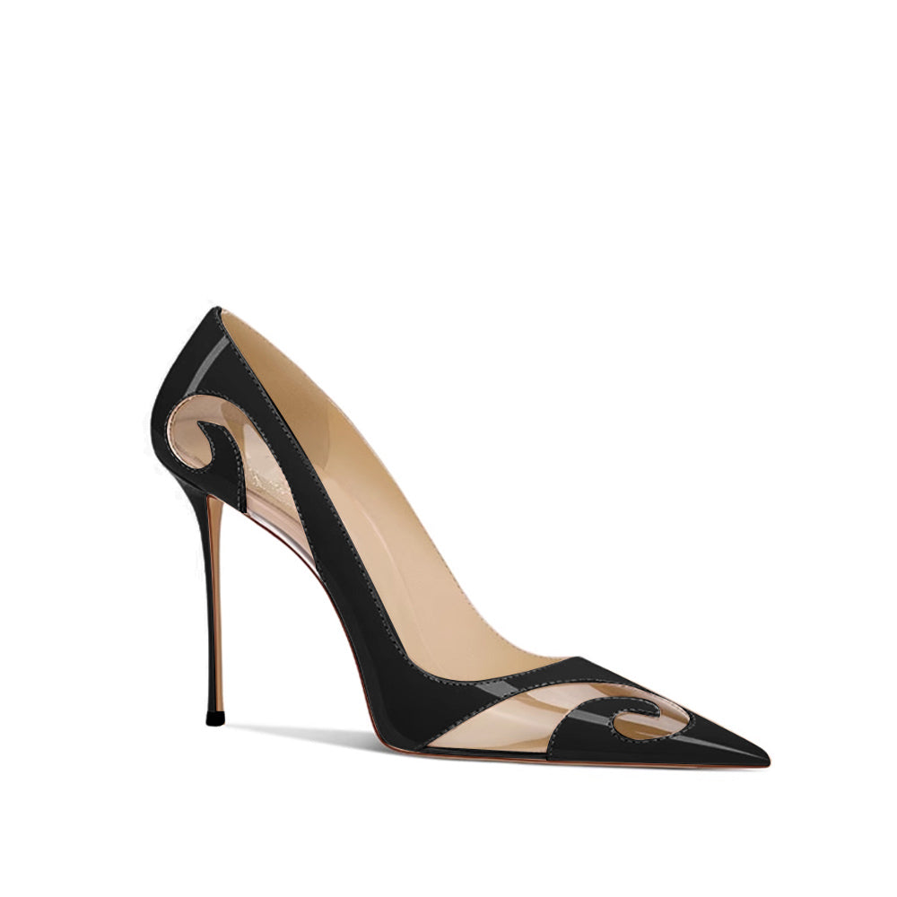 Patent Leather And PVC Mid Heel Pumps - 8cm