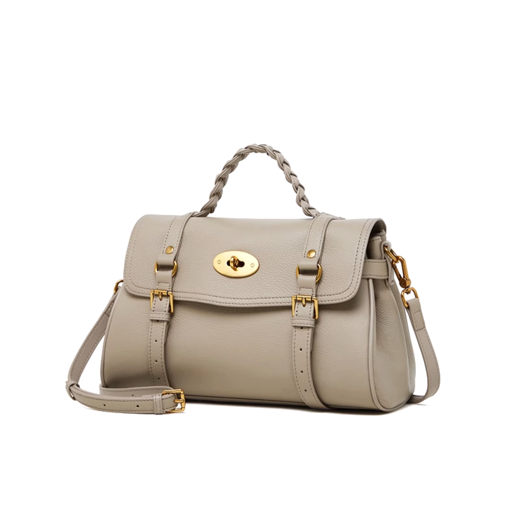 Metal Lock Buckled Tote Bag