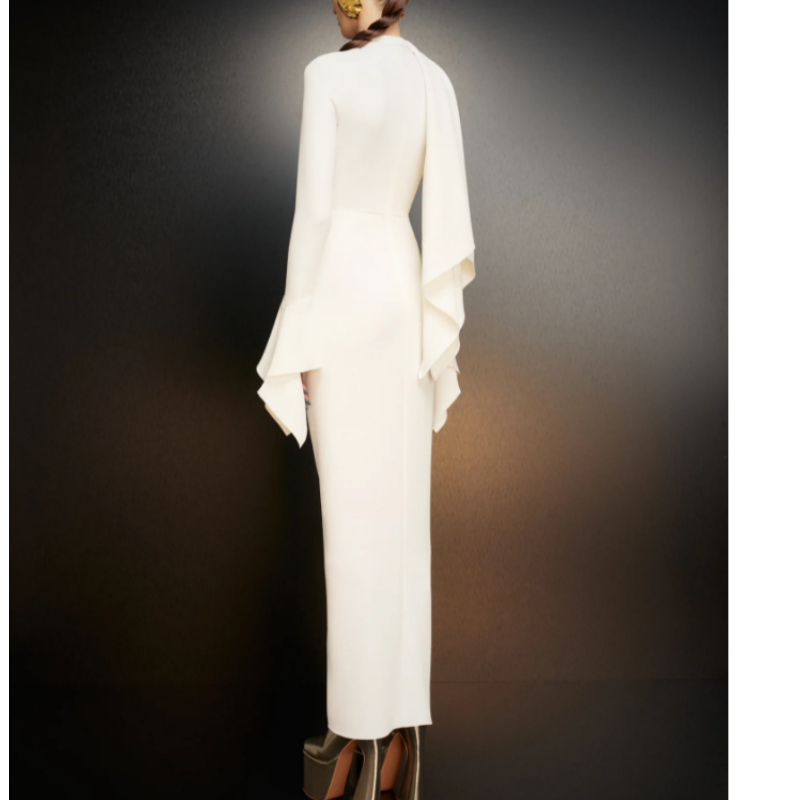 Ruffled Evening Dress Gown