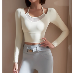 Yoga Pilates Double Layers Fitted Fitness Top