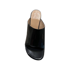 Leather Block Heel Mules Sandals