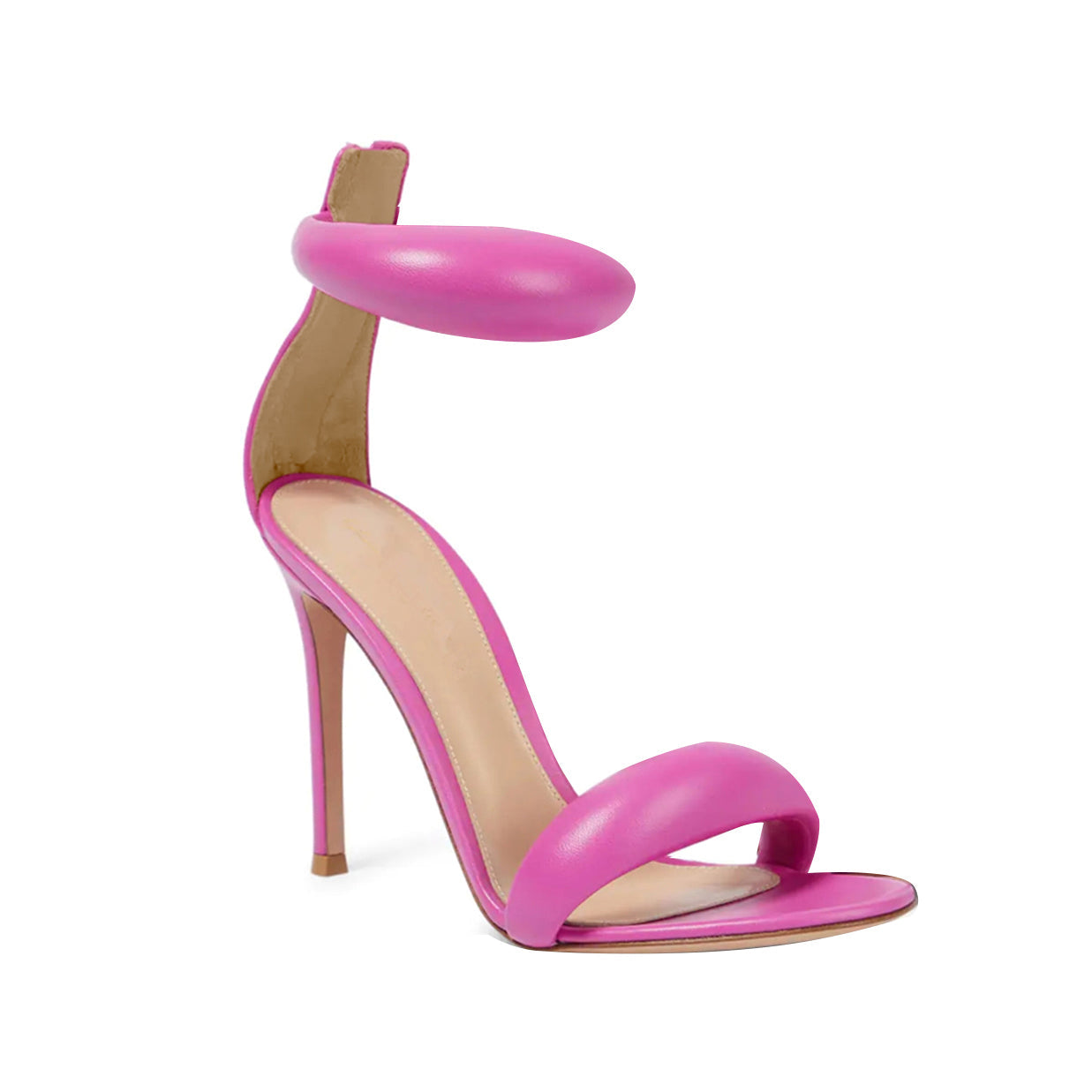 Ankle Strap Leather Stiletto High Heel Sandals - 9