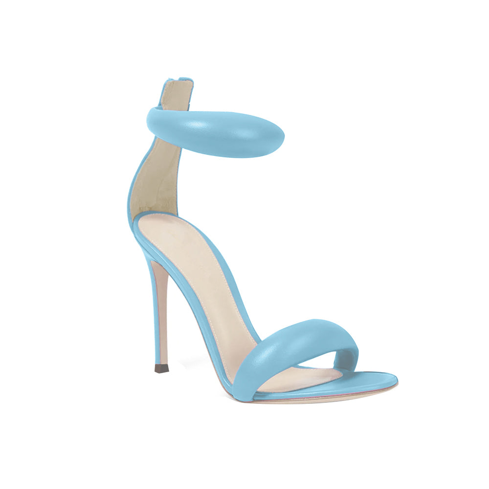 Ankle Strap Leather Stiletto High Heel Sandals - 9