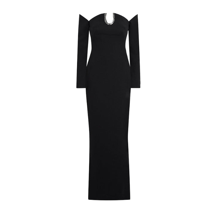 Off-Shoulder Maxi Evening Dress Gown