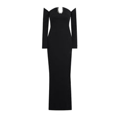 Off-Shoulder Maxi Evening Dress Gown