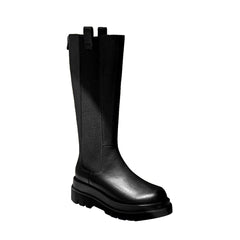 Platform Leather Knee High Boots