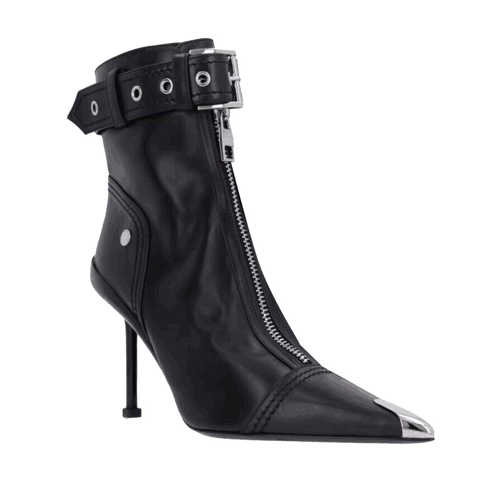 Buckled High Heel Ankle Boots