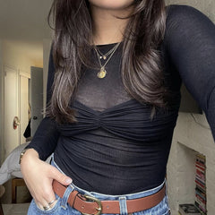 Off-Shoulder See-Through Top