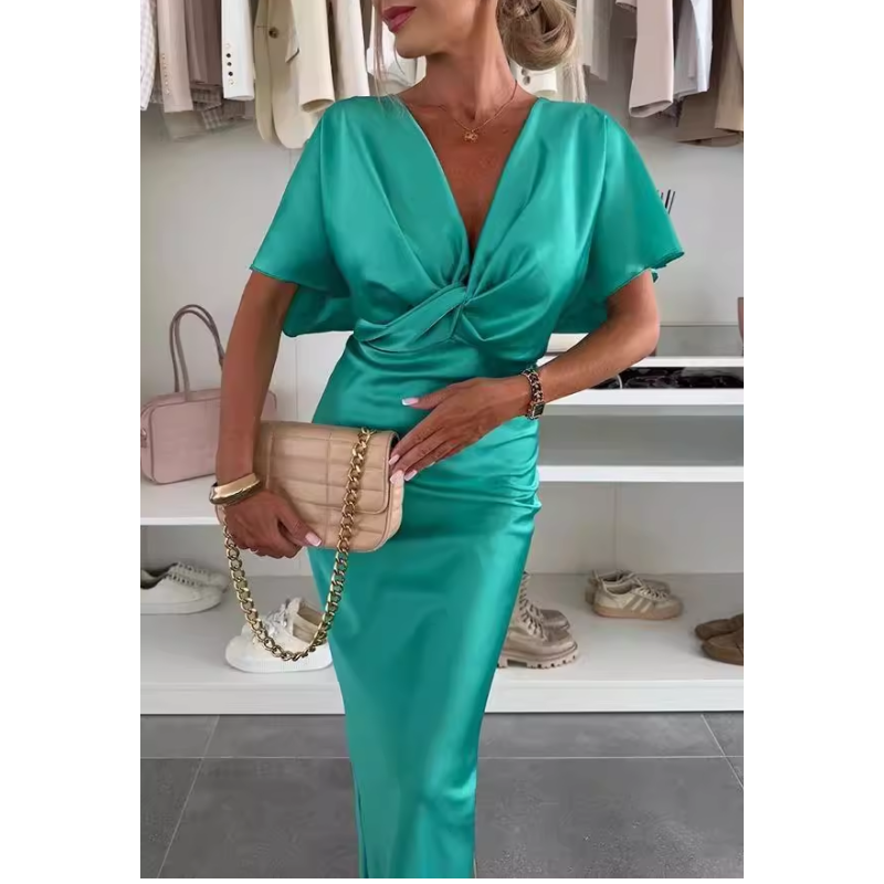 V Neck Midi Dress