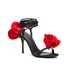 Flower Lace Up High Heel Sandals