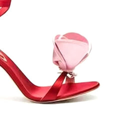 Flower Lace Up High Heel Sandals