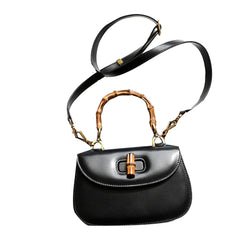 Bamboo Lock Leather Tote Bag - Small