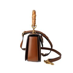 Bamboo Lock Leather Tote Bag - Small