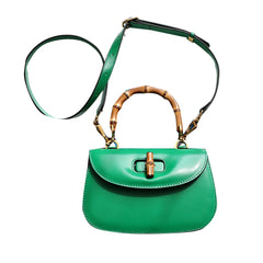 Bamboo Lock Leather Tote Bag - Large