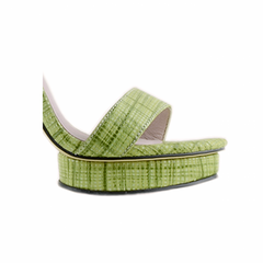Checkered Plaid Platform Leather High Heel Sandals