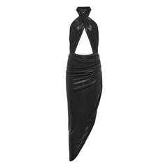 Cut Out Asymmetric Hem Evening Dress Gown
