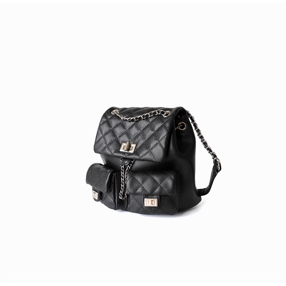 Buckled Quilted Backpack Bag