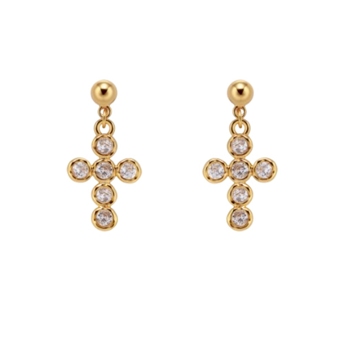 Diamante Cross Earrings - Pair