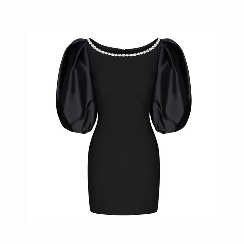 Puff Sleeves Mini Evening Dress Gown