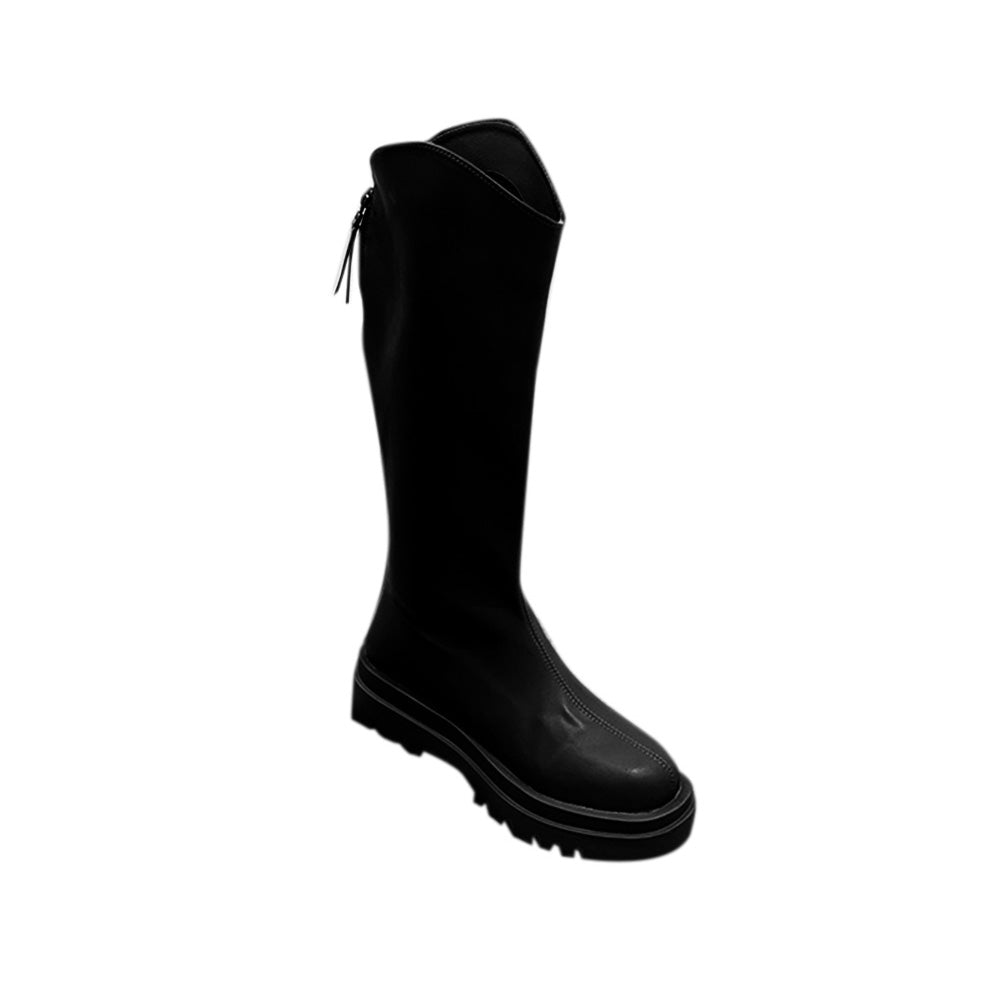 Leather Platform Knee High Boots