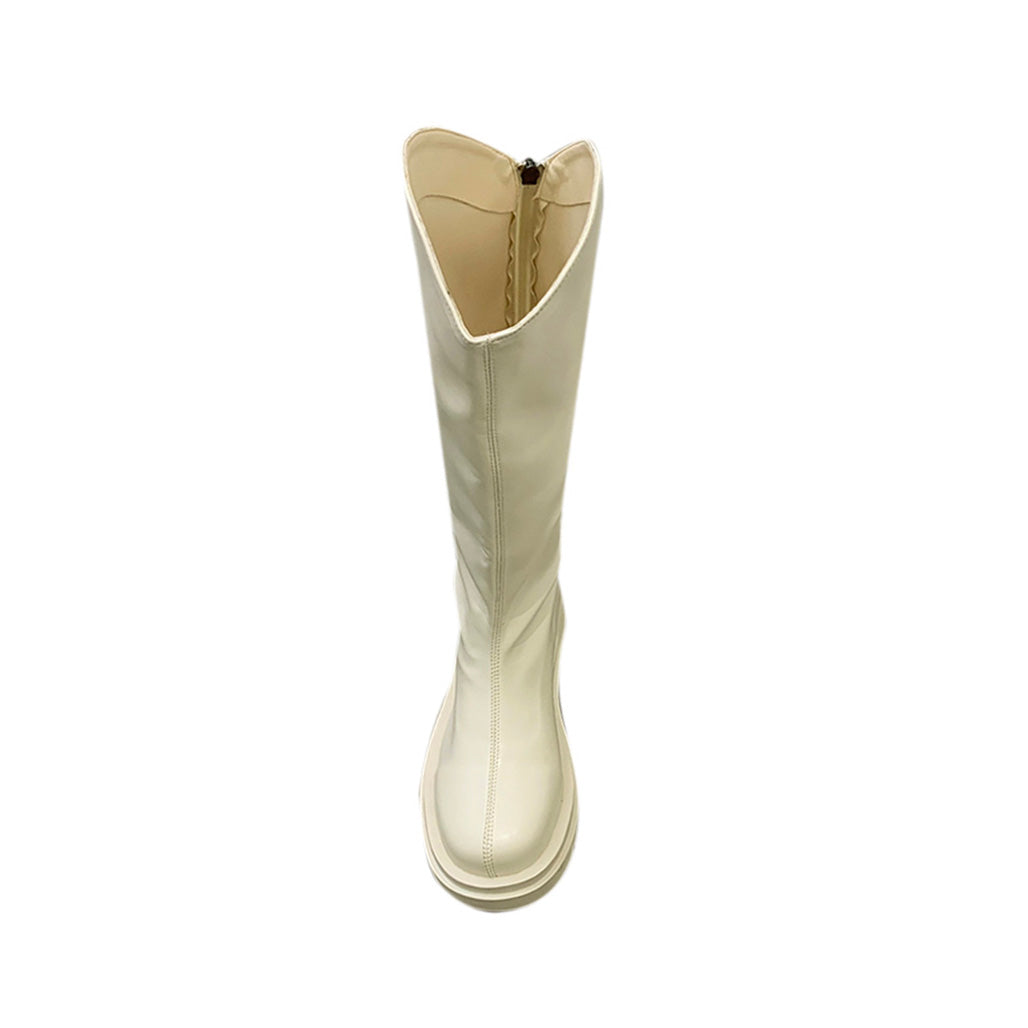 Leather Platform Knee High Boots