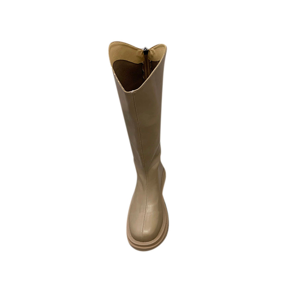 Leather Platform Knee High Boots