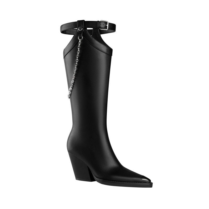 Chain Embellished Knee High Boots