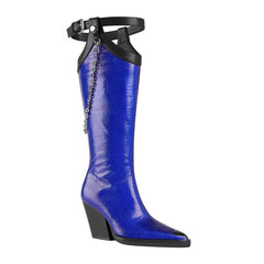 Chain Embellished Knee High Boots