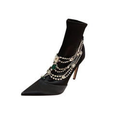 Diamante Embellished High Heel Ankle Boots