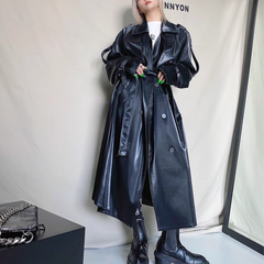Leather Long Trench Coat