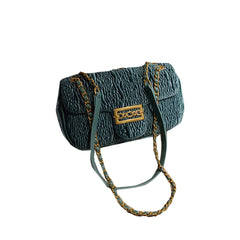 Metal Lock Velvet Cross Body Bag
