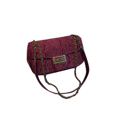 Metal Lock Velvet Cross Body Bag
