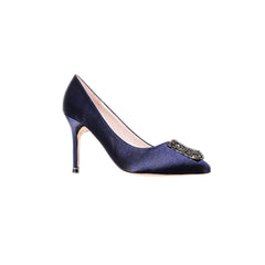 Diamante Embellished Satin High Heel Pumps - 10cm