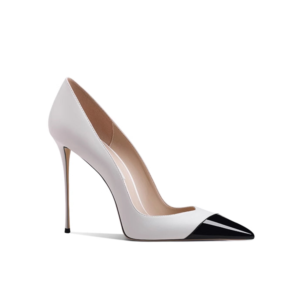 Bi-Color Mid Heel Pumps - 8cm