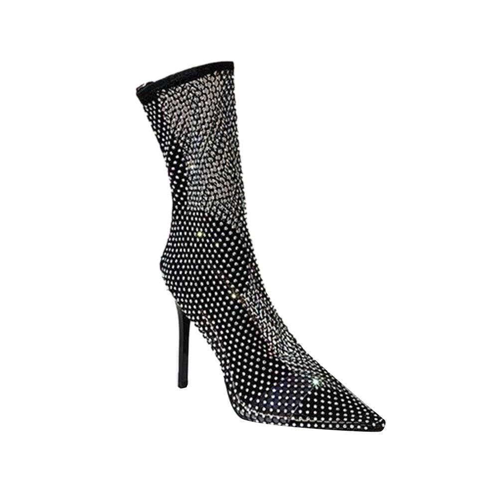 Diamante Mesh Ankle Boots - 11cm