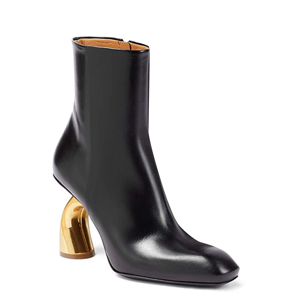 Metal Heel Ankle Boots