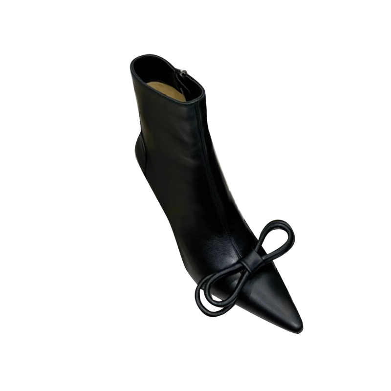 Bow High Heel Ankle Boots