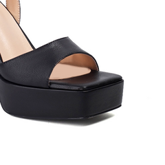 Ankle Strap Leather Platform Sandals