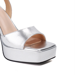 Ankle Strap Leather Platform Sandals