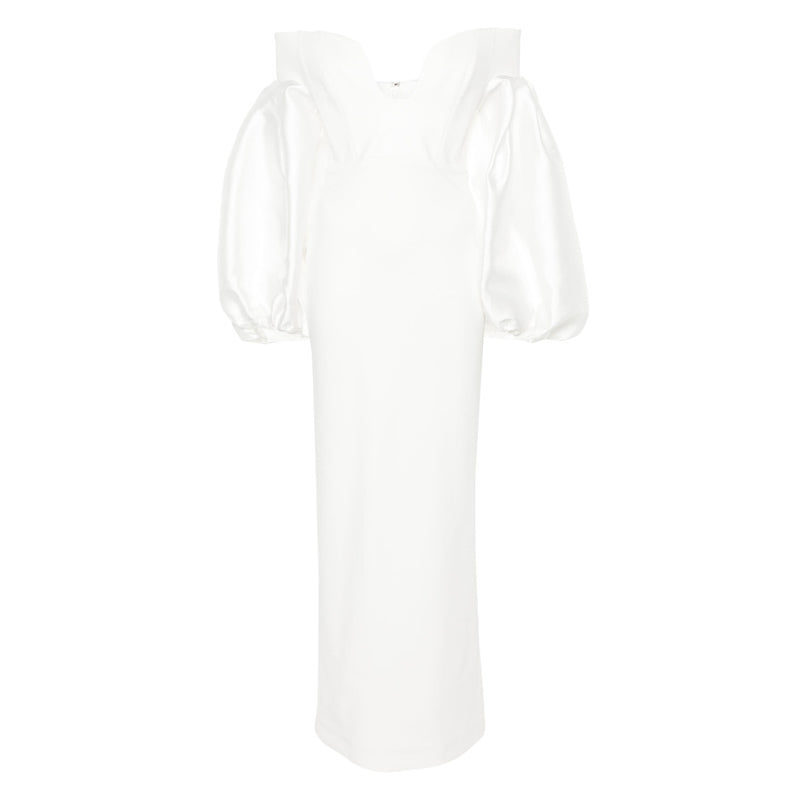 Off-Shoulder Puff Sleeves Evening Dress Gown
