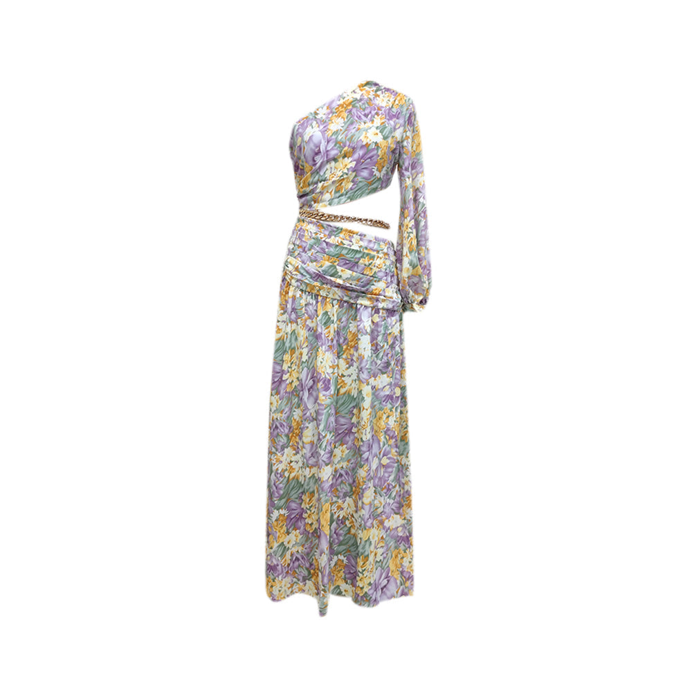 Printed Cut Out Slip Dress