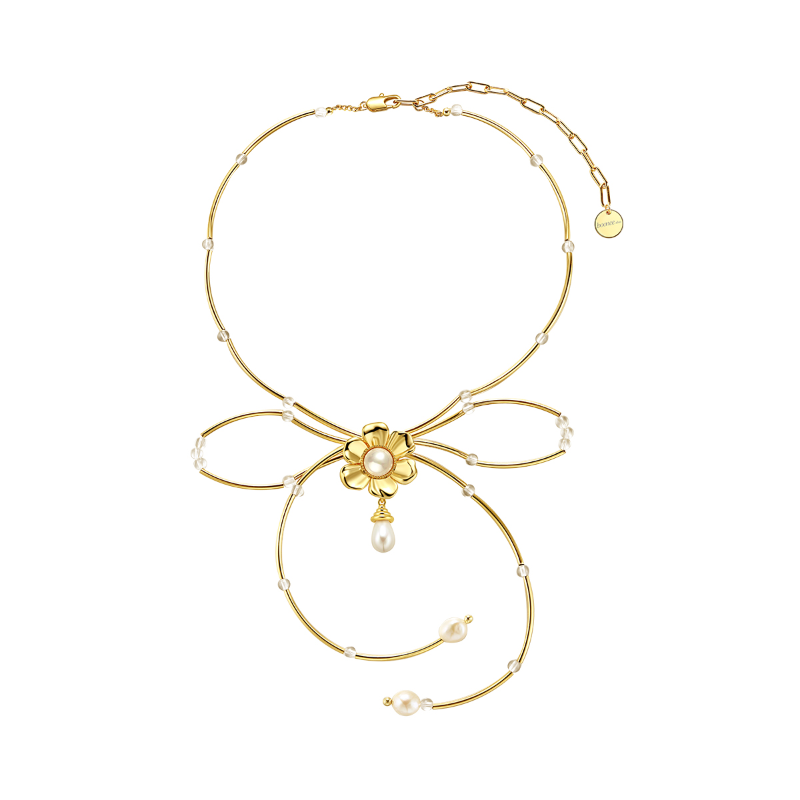 Bow Pearl Necklace