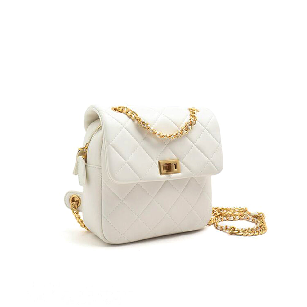 Metal Lock Quilted Backpack Bag