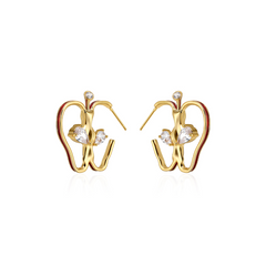 Diamante Apple Earrings - Pair