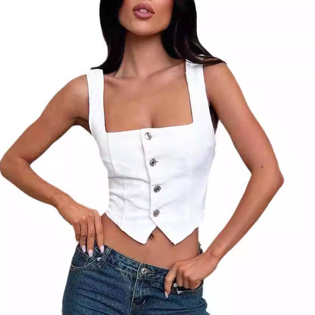 Button Cropped Cami Top