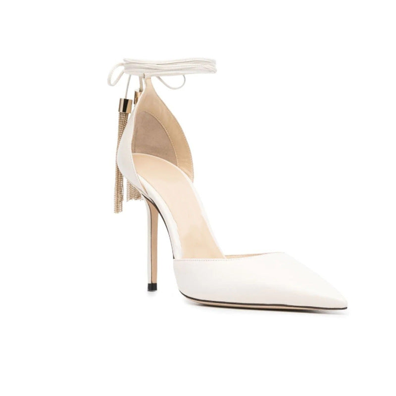Tassels Lace Up High Heel Sandals