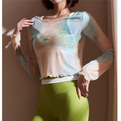 Yoga Pilates Gradient Color Fitted Fitness Top