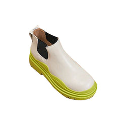 Tri-Color Leather Ankle Boots
