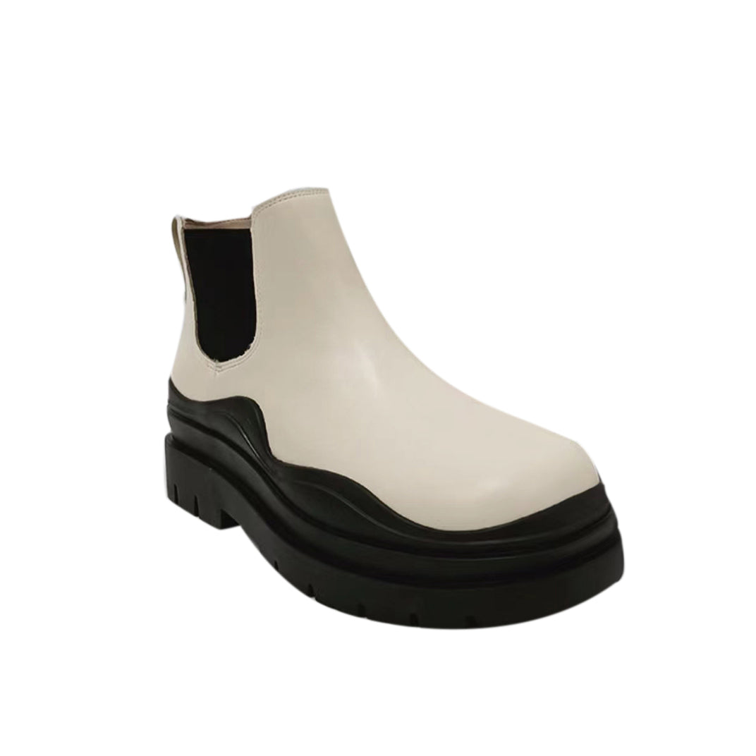 Bi-Color Leather Ankle Boots