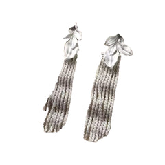 Leaf And Diamante Fringed Earrings - Pair